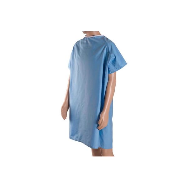 Healthsmart DMI Hospital Patient Gown with Snaps on Shoulders, 36 Inches Long from Shoulder, Blue 532-8032-0139 - main